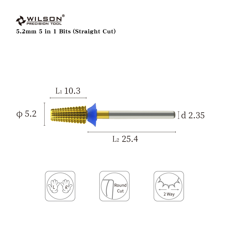 5.2m 5 in 1 Bits (Strainght Cut) TiN Coating