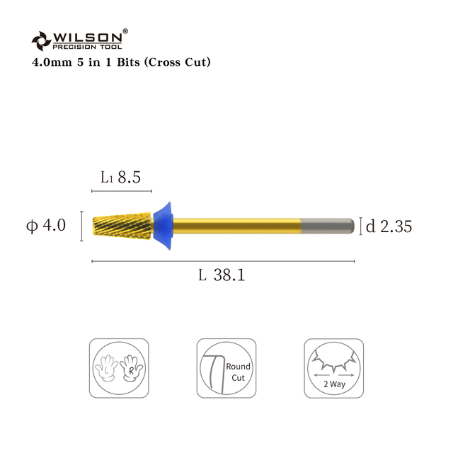 4.0mm 5 in 1 Bits (Cross Cut) TiN Coating