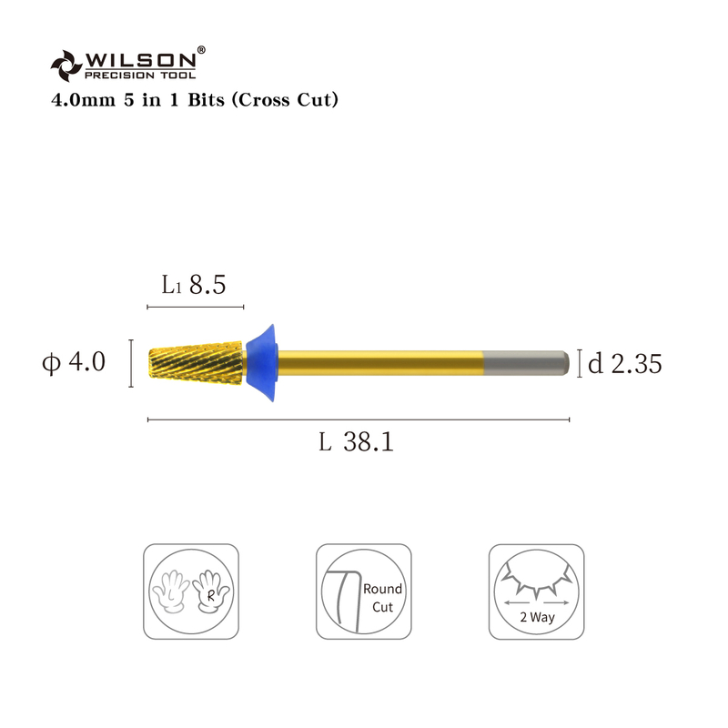 4.0mm 5 in 1 Bits (Cross Cut) TiN Coating