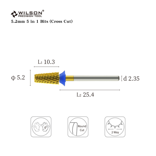 5.2m 5 in 1 Bits (Cross Cut) TiN Coating