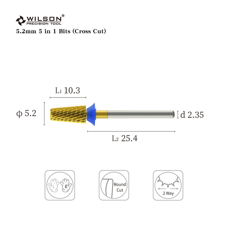 5.2m 5 in 1 Bits (Cross Cut) TiN Coating