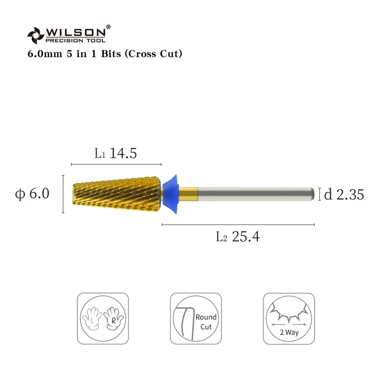 6.0mm 5 in 1 Bits (Cross Cut) TiN Coating