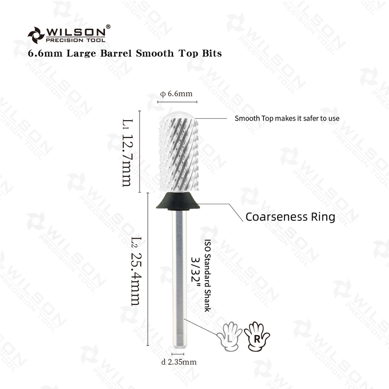 WILSON Large Barrel Smooth Top Bits Nail drill bits Remove gel carbide Manicure tool Nail accessories 