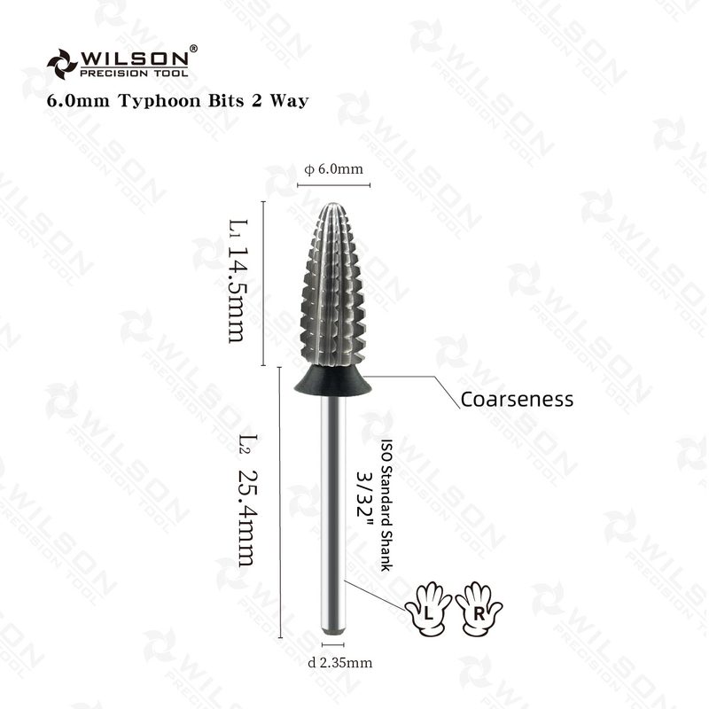 WILSON-Typhoon Bit 2 Way Nail Drill Bits Remove gel carbide Manicure Tools Hot sale